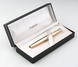 Parker Vintage 12k Gold Filled Fountain Pen w/ Arrow Motif Clip &amp; Box/Papers - £170.92 GBP