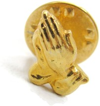 Praying Hands Vintage Lapel Pin Gold Tone - £11.71 GBP