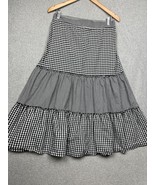 Sybilla. Gingham Check Tiered Midi Skirt Womens L Elastic Waist Cottagecore - £35.64 GBP