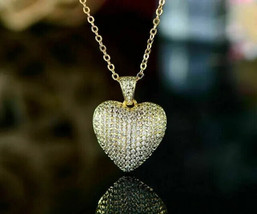 1.50Ct Round Simulated Moissanite Cluster Heart Pendant 14k Yellow Gold Plated - £58.49 GBP
