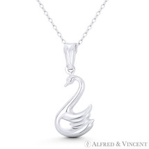 Swan Bird Charm Animism Jewelry Italy .925 Sterling Silver 3D Reversible Pendant - £13.61 GBP+