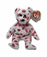 TY 10 Yrs Beanie Baby Babies Kissy White w/ Kisses Bear Plush Toy Valent... - $146.60 MXN