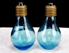 Blue Light Bulb Shaker Bottles, Transparent Glass, Oil &amp; Vinegar, Salt &amp;... - $29.35