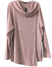 Adrienne Vittadini Women Pink Cowl Neck Asymmetrical Placket Sweater Plu... - £21.75 GBP