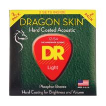 DR Strings Dragon Skin Clear Coated Acoustic Guitar Strings Light 12-54 (2-Pack) - $22.99