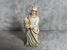 Detailed 6.50&quot; Resin Nativity Wise Man Holding Gift Figurine Vintage Christmas - $14.80