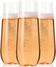 30 Plastic Stemless Champagne Flutes - Disposable Unbreakable Toasting Glasses, - £28.26 GBP