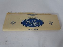 RARE Vtg Delong Brass Pins No 17 Pack 180 (90) Blue Print Quality Women Like - £5.41 GBP