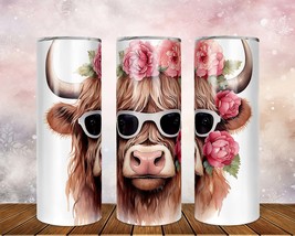 Skinny Tumbler with Straw, 20oz Highlander Cow, awd-t20 - £28.90 GBP