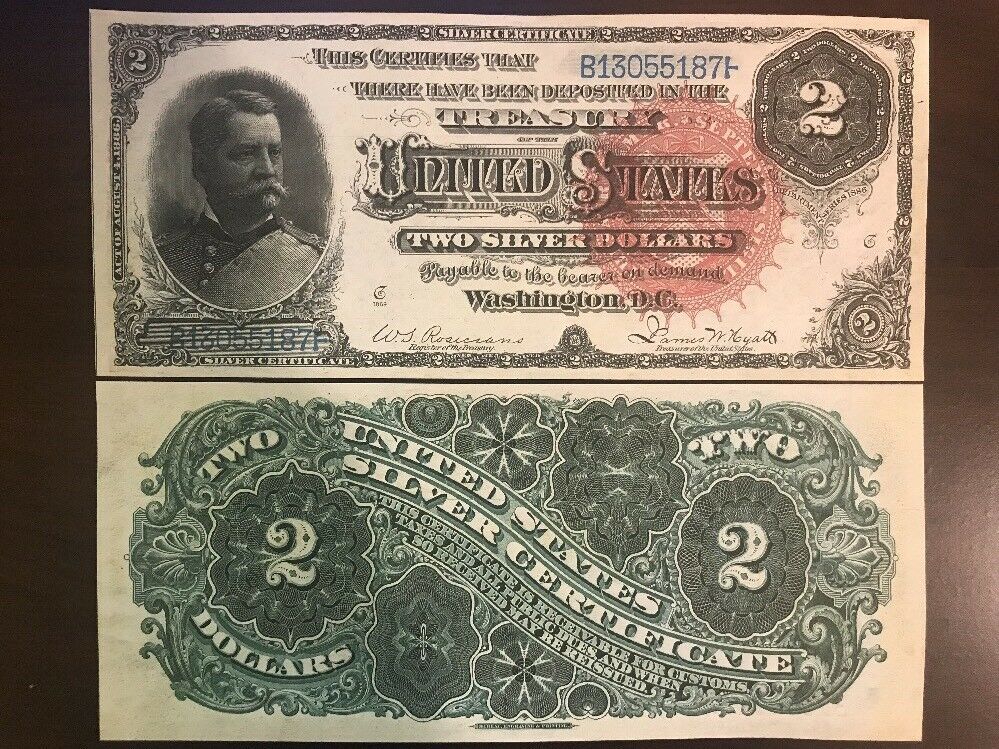 Reproduction Copy 1886 $2 Silver Certificate Civil War Maj.Gen. Winfield Hancock - $3.99