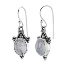 Moonstone Charms 925 Silver Fish Hook Earrings - £22.41 GBP