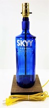 SKYY Vodka Large 1.75L Liquor Bottle Bar TABLE LAMP Lounge Light with Wood Base - £44.66 GBP