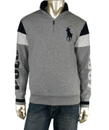 Polo Ralph Lauren Mens Big Pony 1967 Quarter Zip Fleece Sweatshirt,Grey,... - $98.99