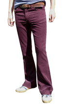 Mens Bootcut Flares Burgundy Red Corduroy Flared Pants indie Hippy 70s 6... - £43.15 GBP