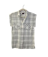 Untuckit Shirt Gray White Plaid Villefranche Cotton Tencel Shirt Top Wom... - $29.70