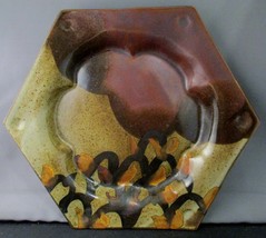 John Freimarck Studio Art Pottery Polygon Six Sided Plate Stylized Butterfly  - £55.32 GBP