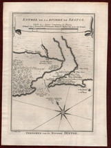 c1760 Cestos River Liberia Antique Map Entree De La Riviere De Sesto Bellin - £35.47 GBP