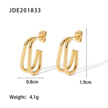 Double Layer Line 18K Gold Plated Stainless Steel Jewelry Gift Charm CC Shaped G - £8.21 GBP
