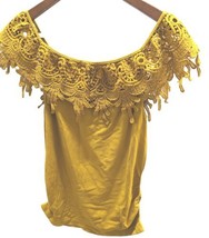 Emmas Expressions Womens On Off Shoulder Maternity Top Lace Crochet Yellow SizeM - £23.51 GBP