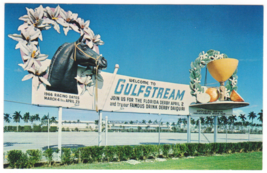 Vtg Postcard-Gulfstream Race Track-Hallandale FL-Horse Racing-Sign-Chrome-FL2 - £18.46 GBP