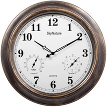 Large Outdoor Clocks With Thermometer And Hygrometer - 18 Inch Silent Battery Op - £95.92 GBP