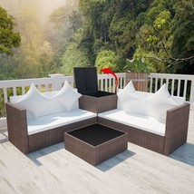 Outdoor Garden Patio Poly Rattan 4 Piece Lounge Furniture Set With Cushions - £413.17 GBP+