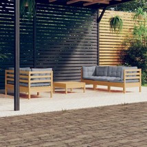  Garden Lounge Set Grey Solid pine wood, fabric (100% polyester) - $1,557.12 CAD