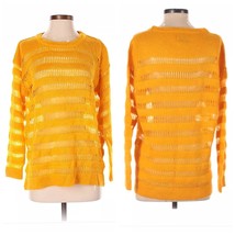 LF BSBW Mustard Yellow Open Knit Striped Sweater Size Small - £35.26 GBP