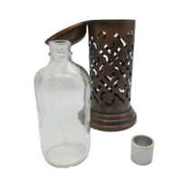 Vtg Looking Bronze/Copper Oil Table Lamp w/ Kerosene/Oil Glass Jar Missing Wick - £6.84 GBP