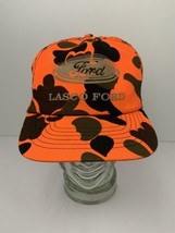 Vintage Lasco Ford Logo Hat Duck Camo Hunting Camouflage Cap Blaze Orang... - $36.58
