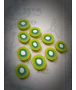10 Polymer Clay Cabochons Kiwi Fruit Flat Backs 10mm Green Flatbacks - £1.76 GBP