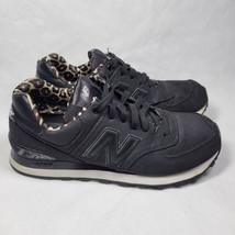 New Balance Womens WL574SPK Encap Black Matte Leopard Athletic Shoes Size 7 - £19.49 GBP