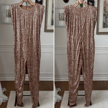 Fashion Nova Sparkle And Snatched Shoulder Pad Jumpsuit Copper Chocolate... - $28.80