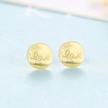 Love Earrings S925 Silver Stud Earrings Simple Earrings Round Mature Brushed - $15.00