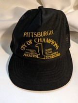 Vintage 1979 Pittsburgh Steelers Piratas Ciudad De Campeones Red Gorra Plana USA - £28.49 GBP