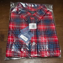 Croft and Barrow Flannel Shirt Men Large Woven Extra Soft Long Sleeve Red &amp; Blue - £16.23 GBP