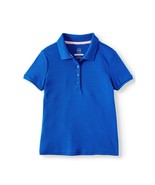 Wonder Nation Girls School Uniform Short Sleeve Interlock Polo, Blue Siz... - $273.70 MXN