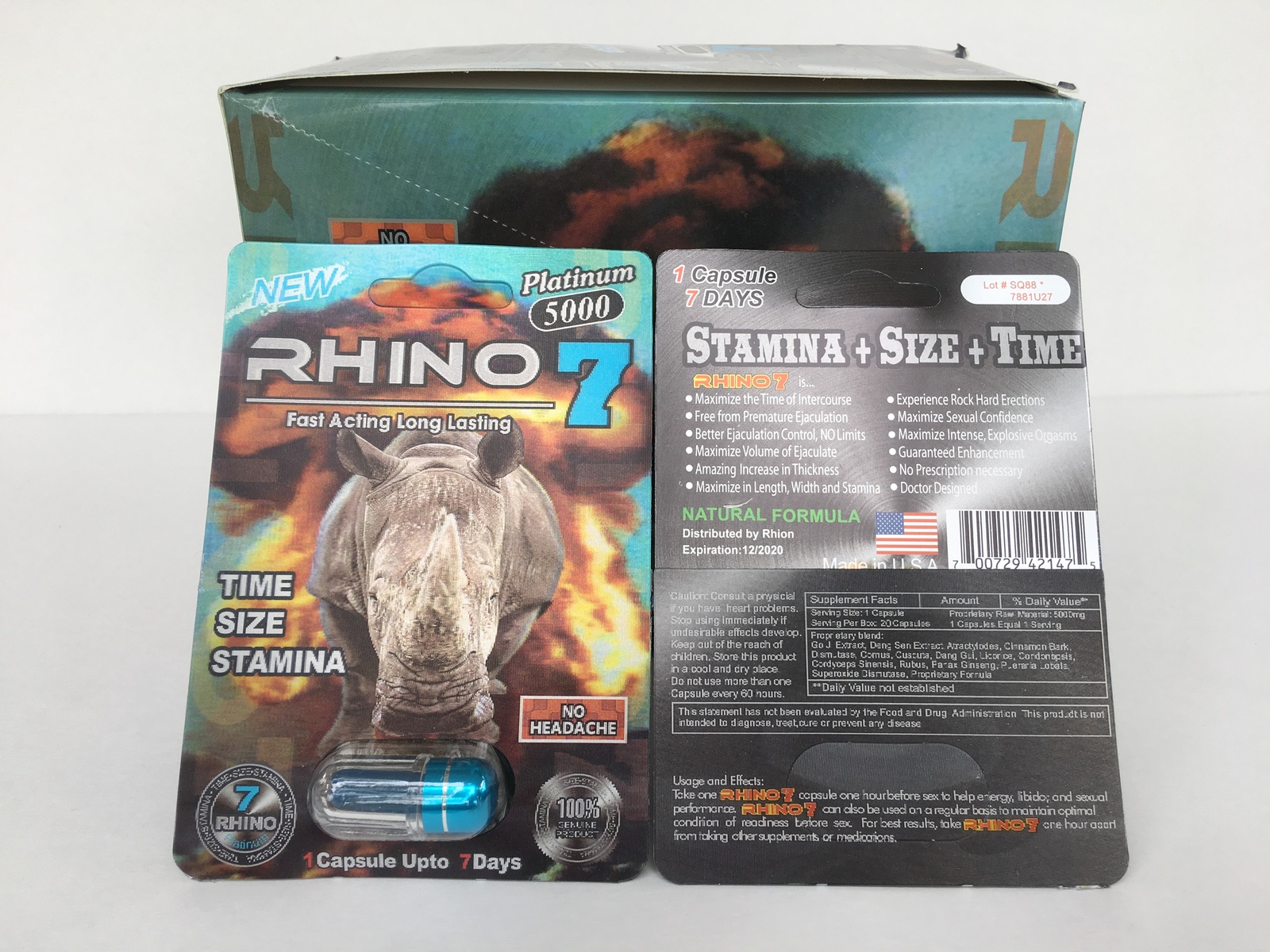 3D Rhino 7 Male Sexual Enhancement 1 Box = 20 Pills  - $39.99