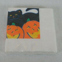Hallmark Halloween Pumpkin Black Cat Paper Napkin 16 Pc 3 Ply Crafts Dec... - £4.74 GBP