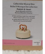 Papyrus Music Box Rabbit &amp; Heart Wood Wooden &quot;Beautiful Dreamer&quot; NEW - $69.07