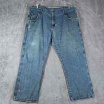 Wrangler Jeans Men&#39;s 40x29 Rugged Wear Work Distressed Stains Worn Big Ripped - £15.12 GBP
