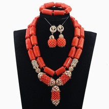 Latest White Coral Beads Jewelry Set Nigerian Bride African Wedding Necklace Ear - £104.70 GBP