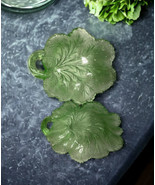 Lot of 2 Vintage Glass Cabbage Leaf Candy, Dessert, Salad Dishes 8.5&quot;X7&quot;... - £30.36 GBP
