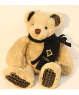 Fossil Beige Teddy Bear Plush Stuffed Animal Black Scarf Logo Print Toy ... - $9.79