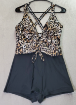 Womens Swimsuit Size Medium Multi Cheetah Print Sleeveless Cross Back Dr... - $18.04