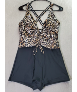 Womens Swimsuit Size Medium Multi Cheetah Print Sleeveless Cross Back Dr... - $23.61 CAD