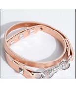 Karl Lagerfeld bracelet Rose Leather Adjustable Stud Crystal Oval Link NWT - £37.88 GBP