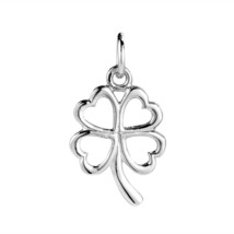 Lucky Clover Heart Leaf .925 Sterling Silver Pendant Charm - £36.22 GBP