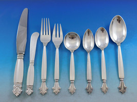 Acanthus by Georg Jensen Sterling Silver Flatware Set 8 Service 68 pcs Dinner - £6,928.58 GBP