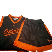 NIKE TANK TOP &amp; SHORTS SET BOYS Sz 7 POLYESTER Baltimore Orioles Black &amp;... - $17.77